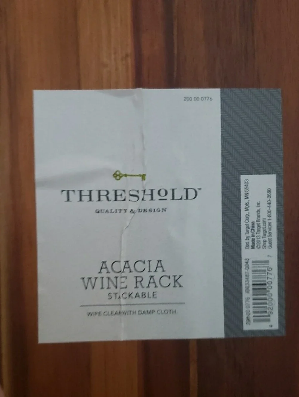 Threshold Quality Dedign Acacia Wine Rack Wooden Organizer Stackable 6 Bottle